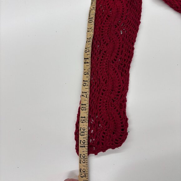 VTG Red Y2K TanJay Crochet Knit Button Front Fairy Cardigan Long Sleeve Sz Large - Picture 8 of 10